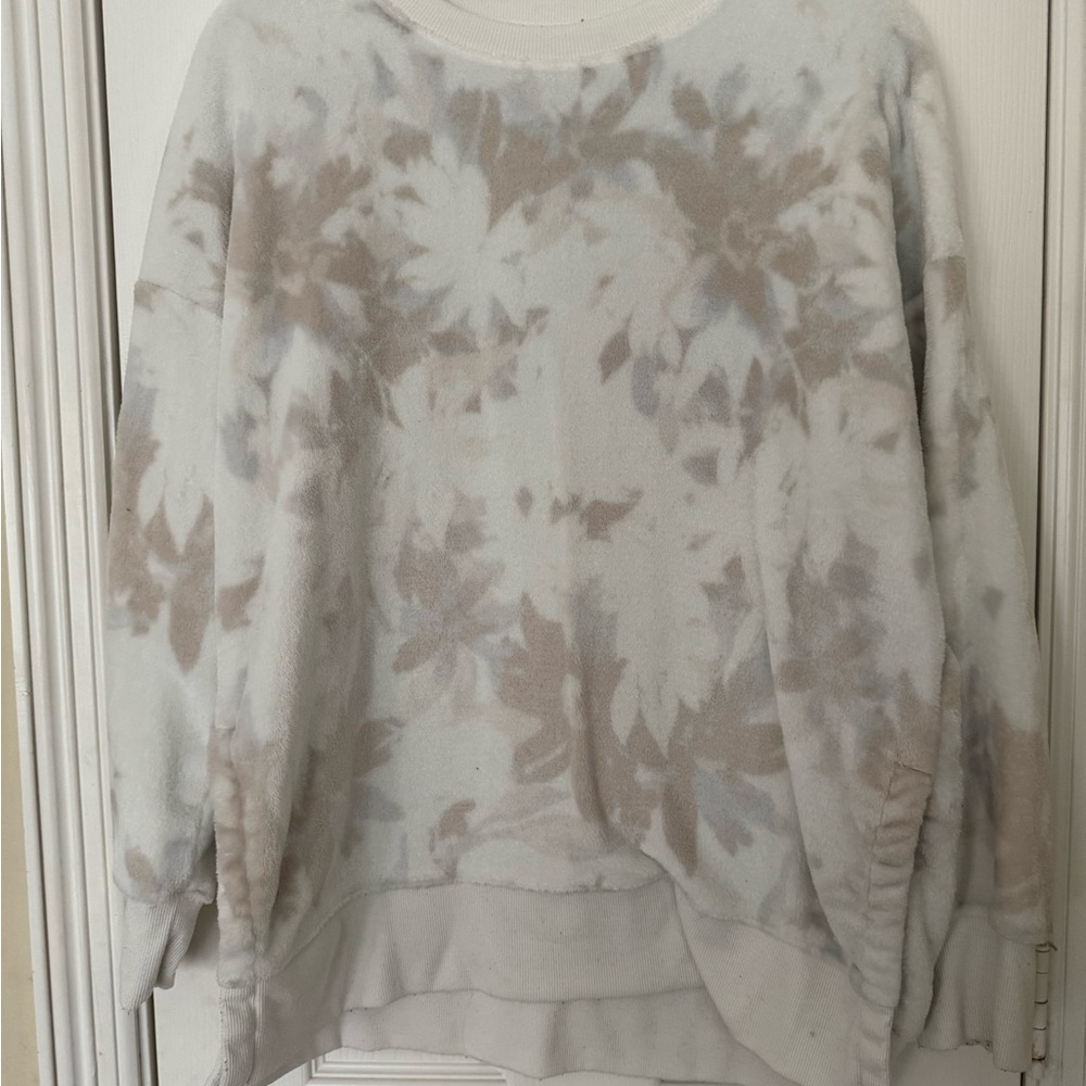 SO White and Gray Crew Neck Sweater